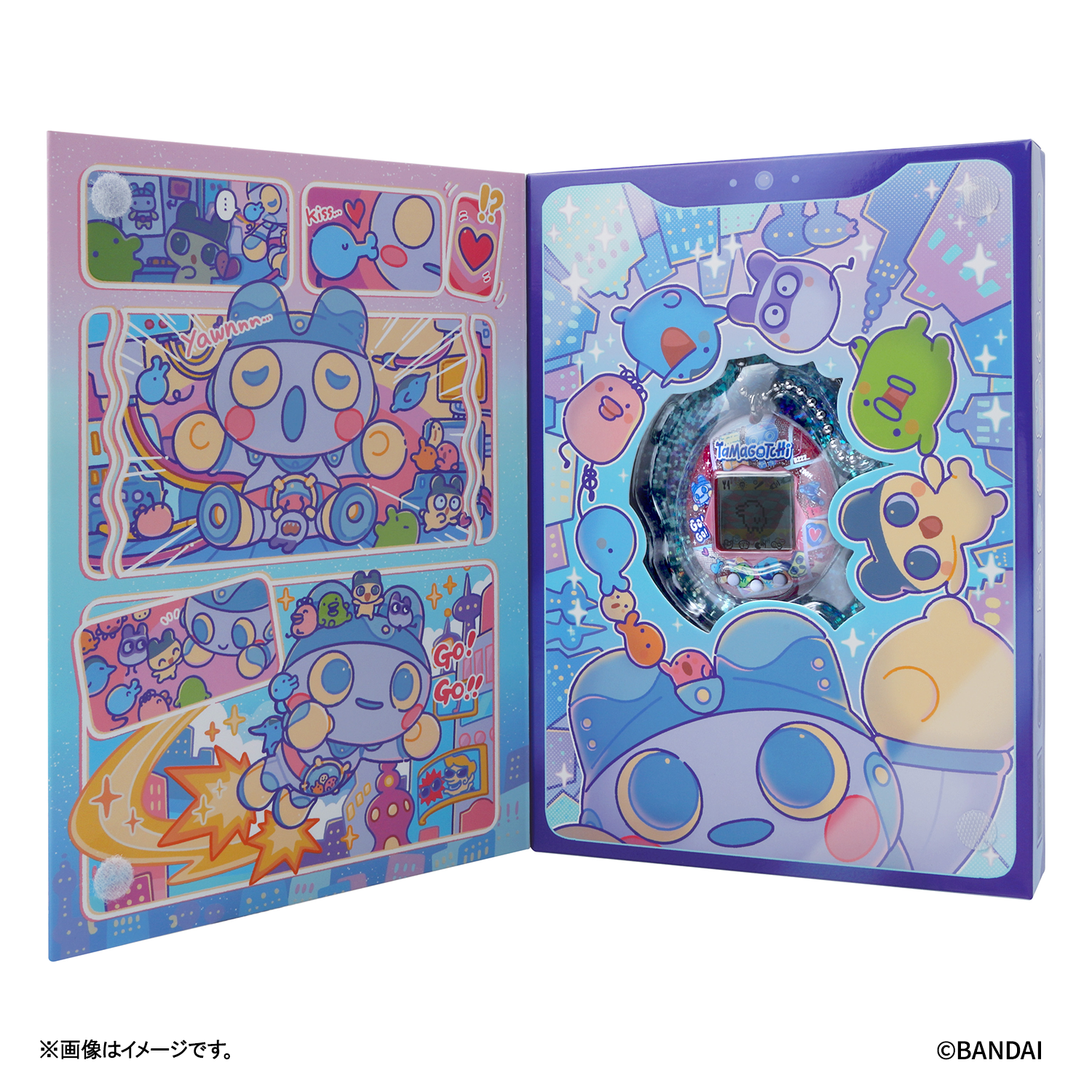 Original Tamagotchi Mametchi Robot and friends_ケースを開いたイメージ